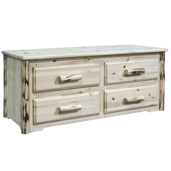 Montana Collection 4 Drawer Sitting Chest, Clear Lacquer Finish